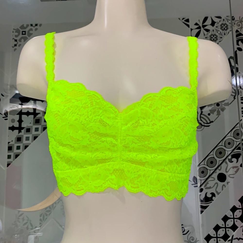 NWT 🇮🇹Cosabella NeverSayNever Fluorescent Yellow Sweetie Lace Bralette